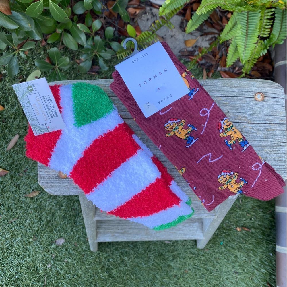 Topman Gingerbread Man Holiday & Unbranded Festive Cozy Socks. One Size. NWT